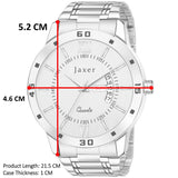 Jaxer Men'S White Dial Analog Watch With Day & Date Feature And Steel Chain - JXRM2170