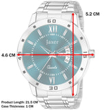Jaxer Men'S Green Dial Steel Chain Analog Watch With Day & Date Feature - JXRM2175