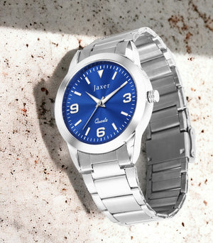Jaxer Blue Dial Steel Chain Analog Wrist Watch For Men - JXRM2180