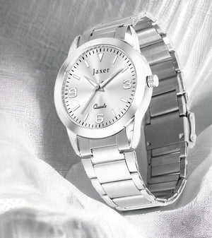 Jaxer Silver Dial Steel Chain Analog Wrist Watch For Men - JXRM2182
