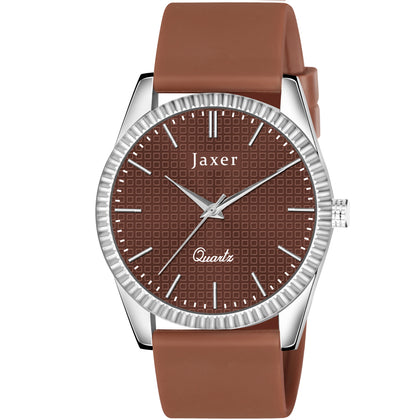 Jaxer Brown Silicone Band Analog Wrist Watch For Men And Boys - JXRM2200