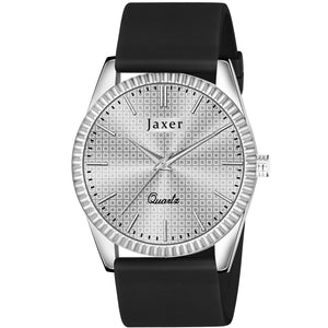 Jaxer Silver Dial Black Silicone Band Analog Wrist Watch For Men And Boys - JXRM2204