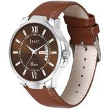 Jaxer Brown Day & Date Feature Dial Leather Strap Analog Watch - for Men JXRM2205
