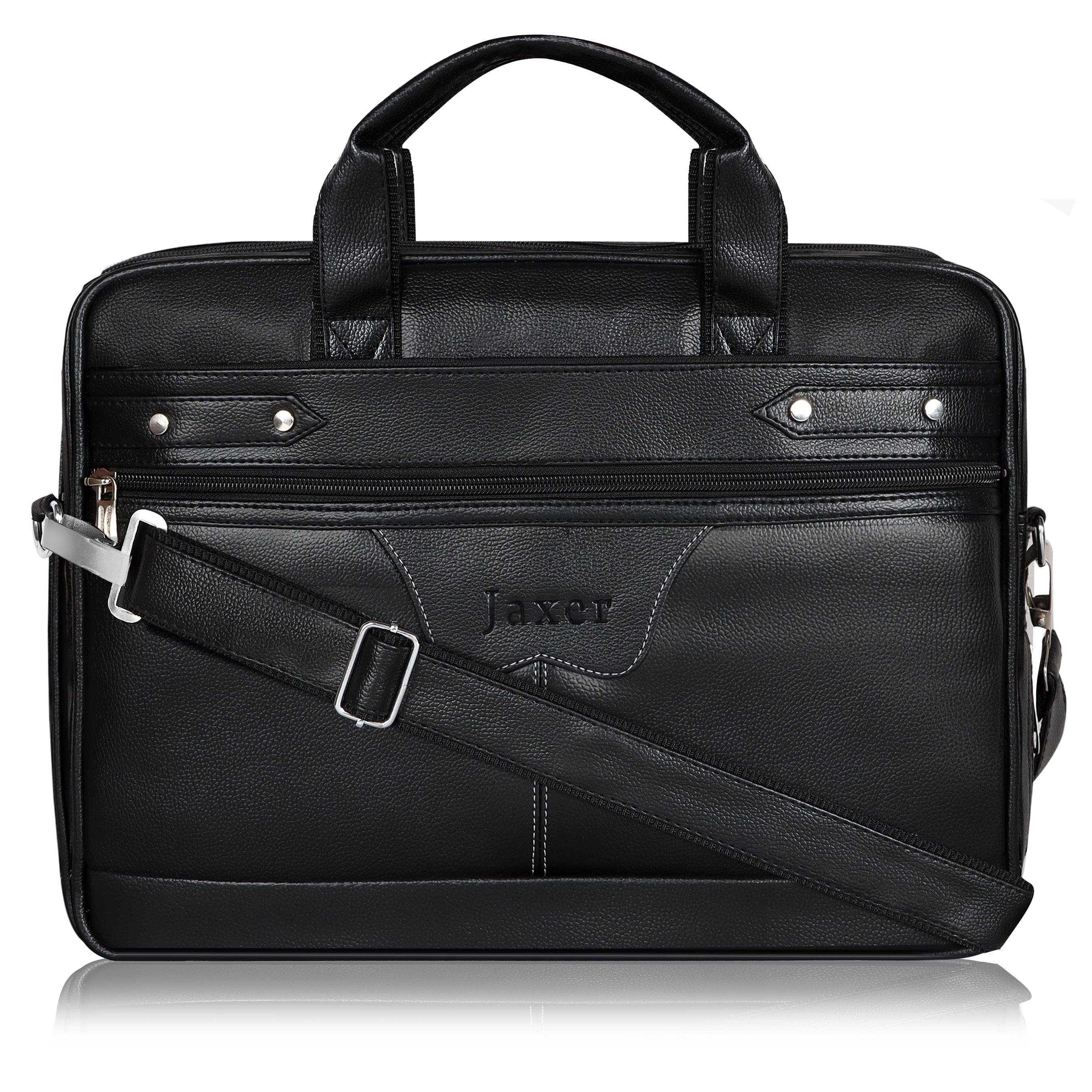 Jaxer Black Leather Laptop Messenger Bag for Men - JXRMB003 - Jainx Store