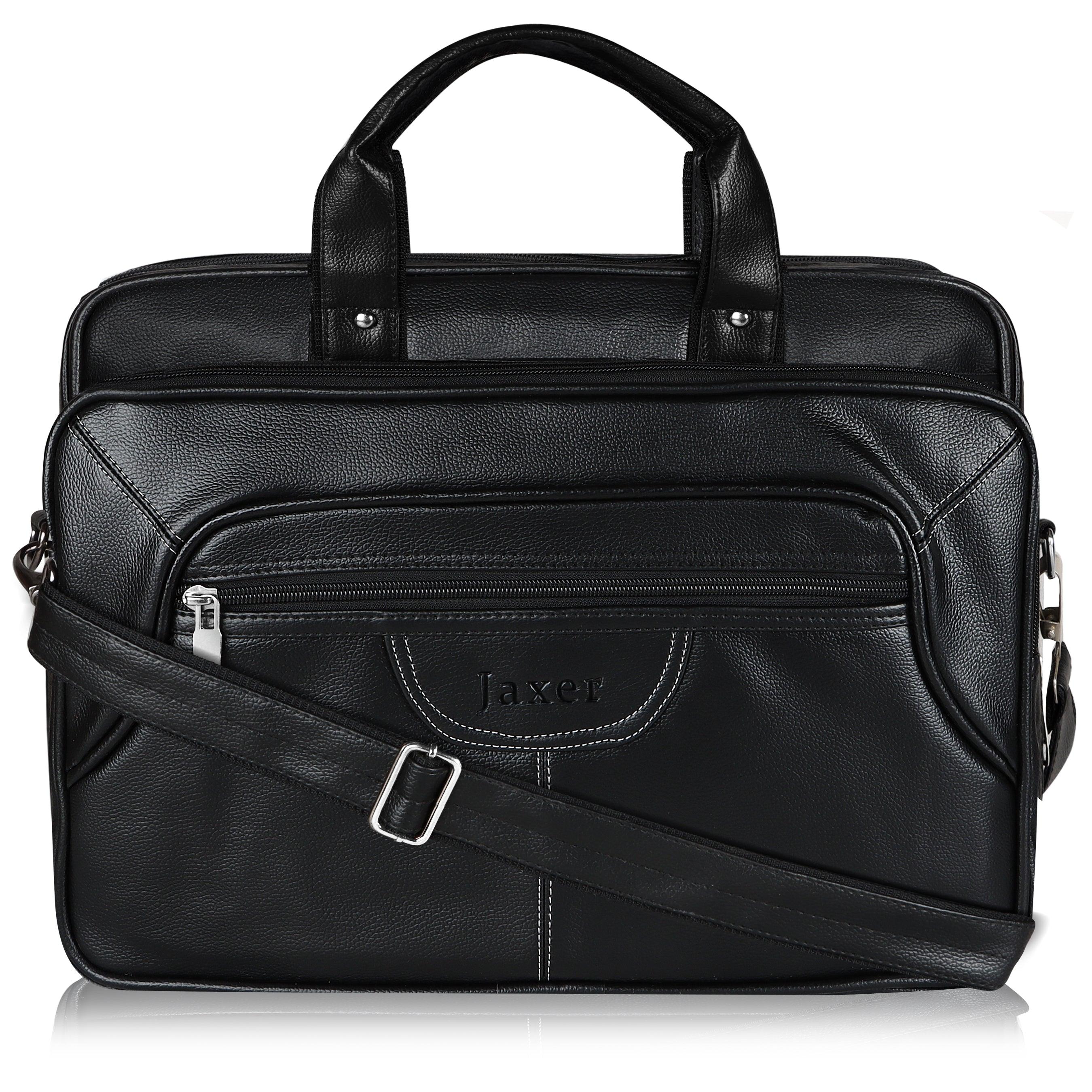 Jaxer Black Leather Laptop Messenger Bag for Men - JXRMB007 - Jainx Store