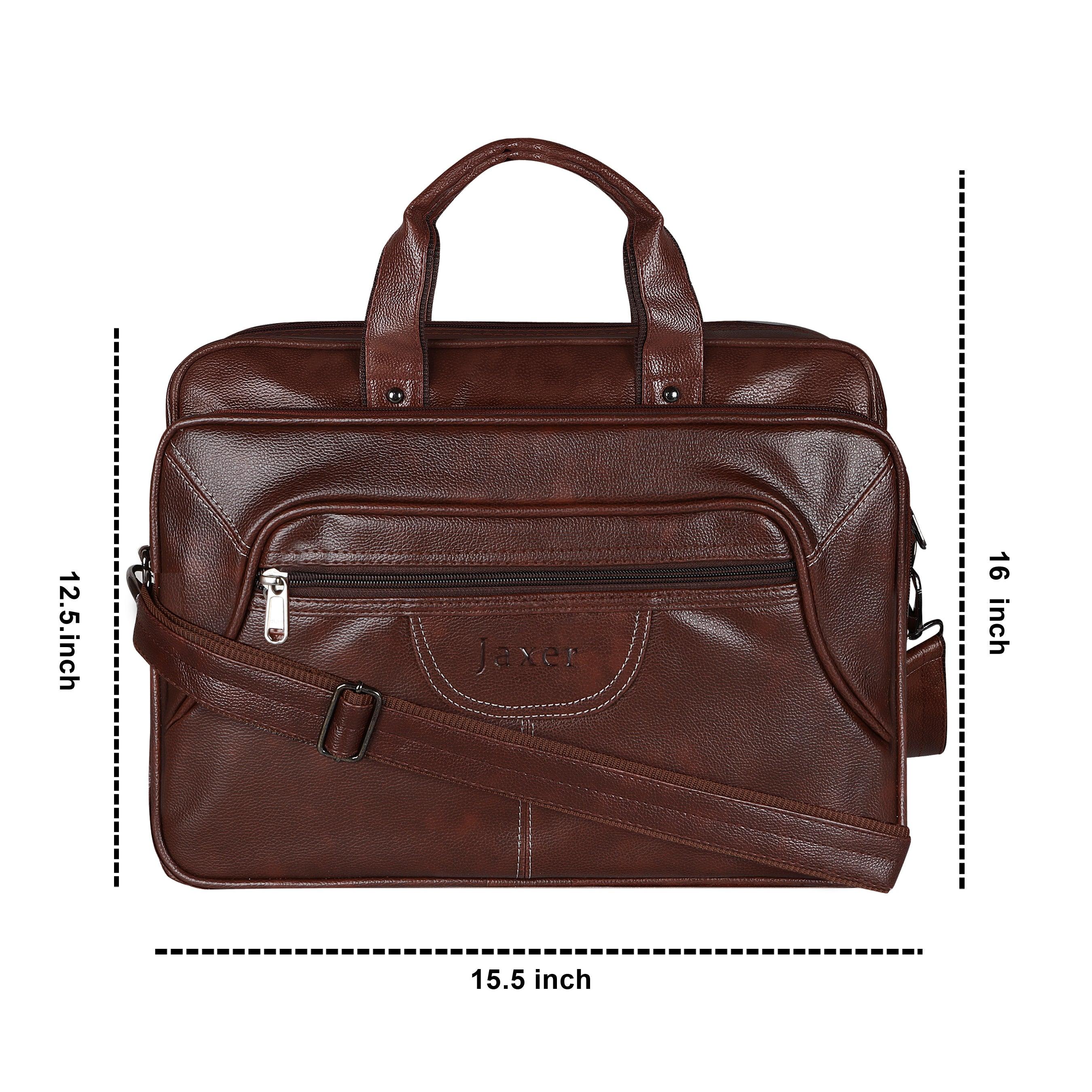 Jaxer Brown Leather Laptop Messenger Bag for Men - JXRMB009 - Jainx Store