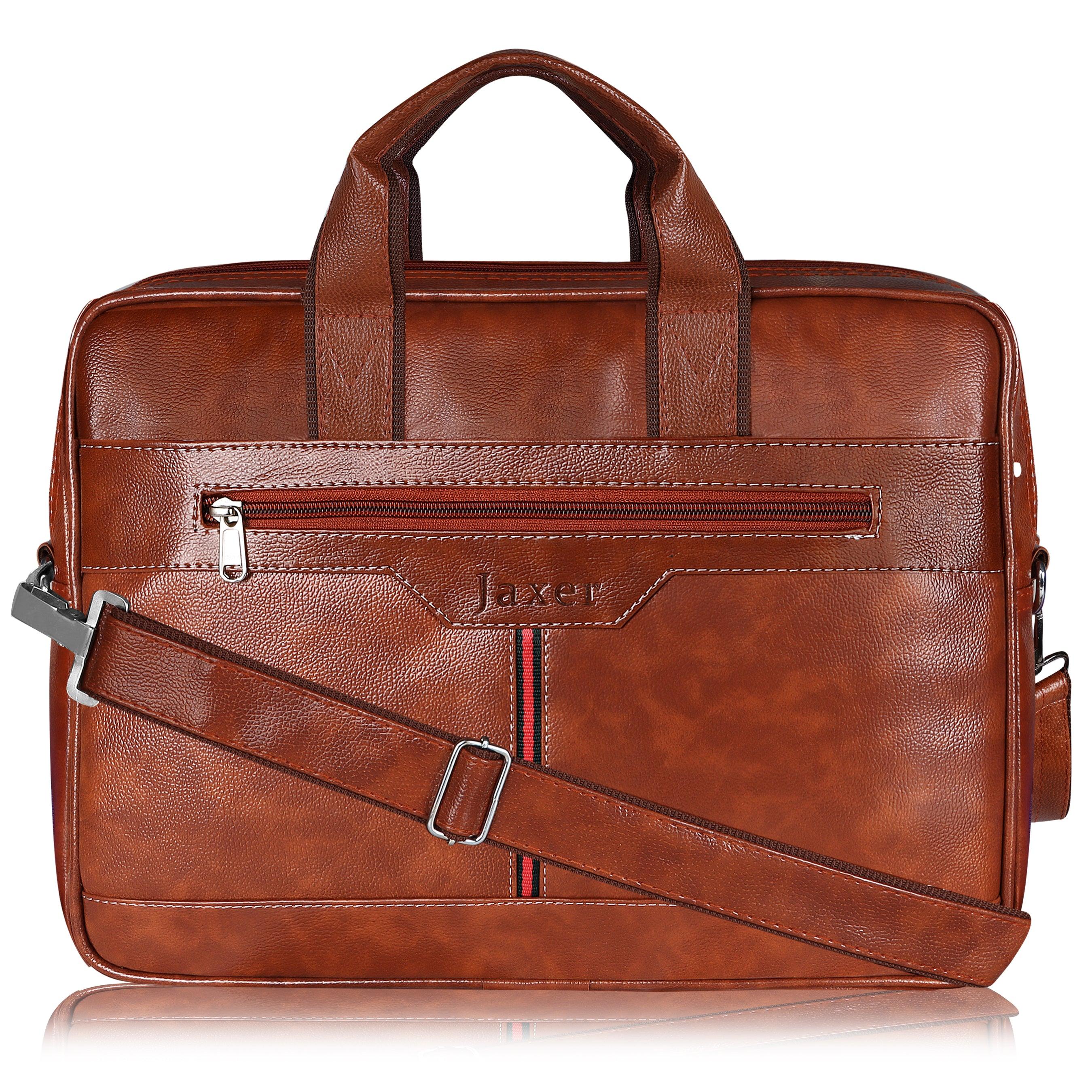 Jaxer Tan Leather Laptop Messenger Bag for Men - JXRMB010 - Jainx Store