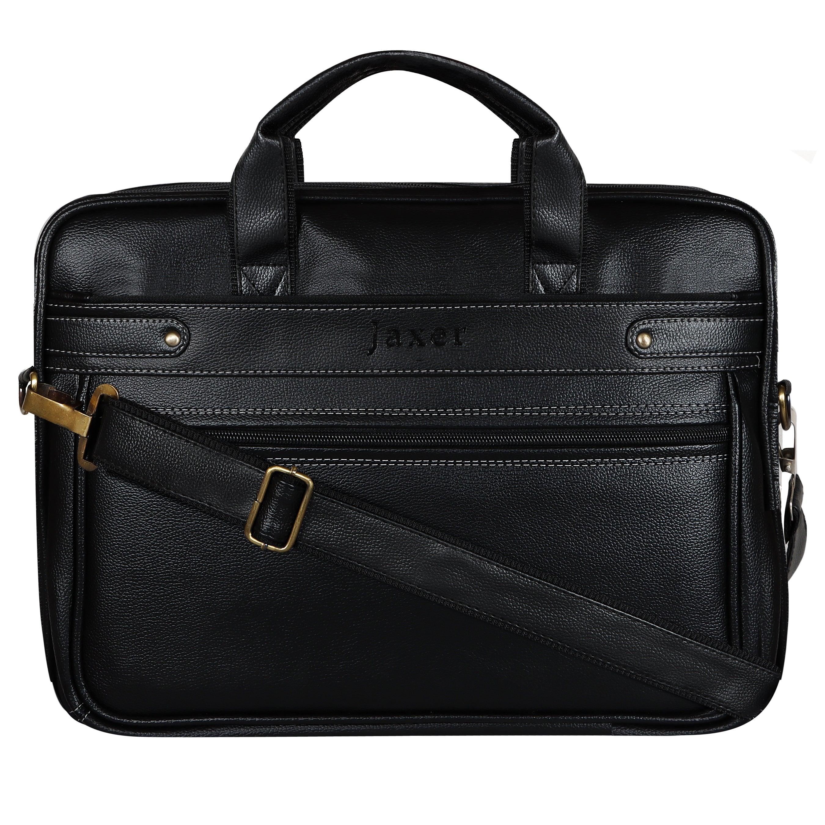 Jaxer Black Leather Laptop Messenger Bag for Men - JXRMB014 - Jainx Store