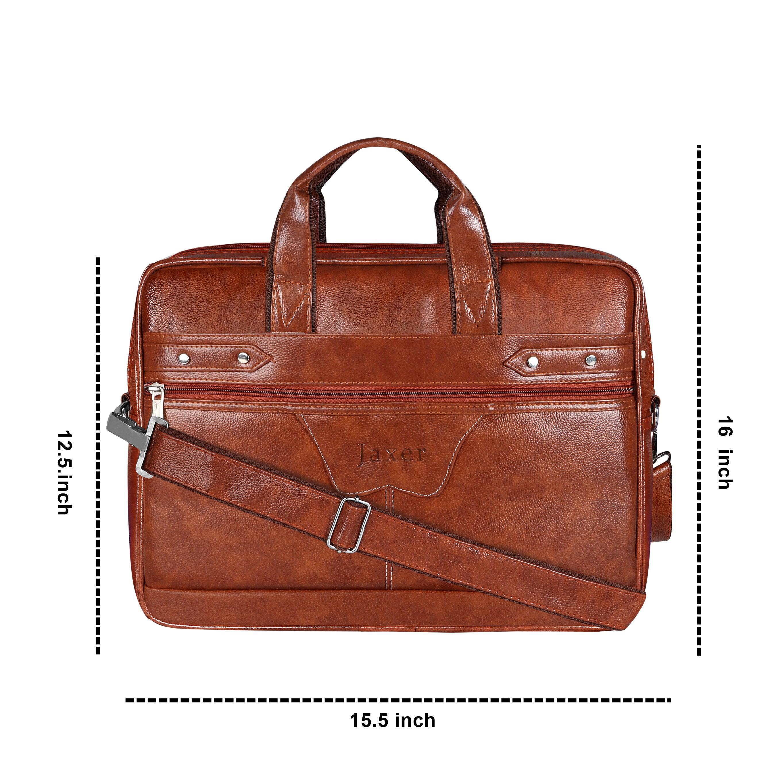 Jaxer Tan Leather Laptop Messenger Bag for Men - JXRMB019 - Jainx Store