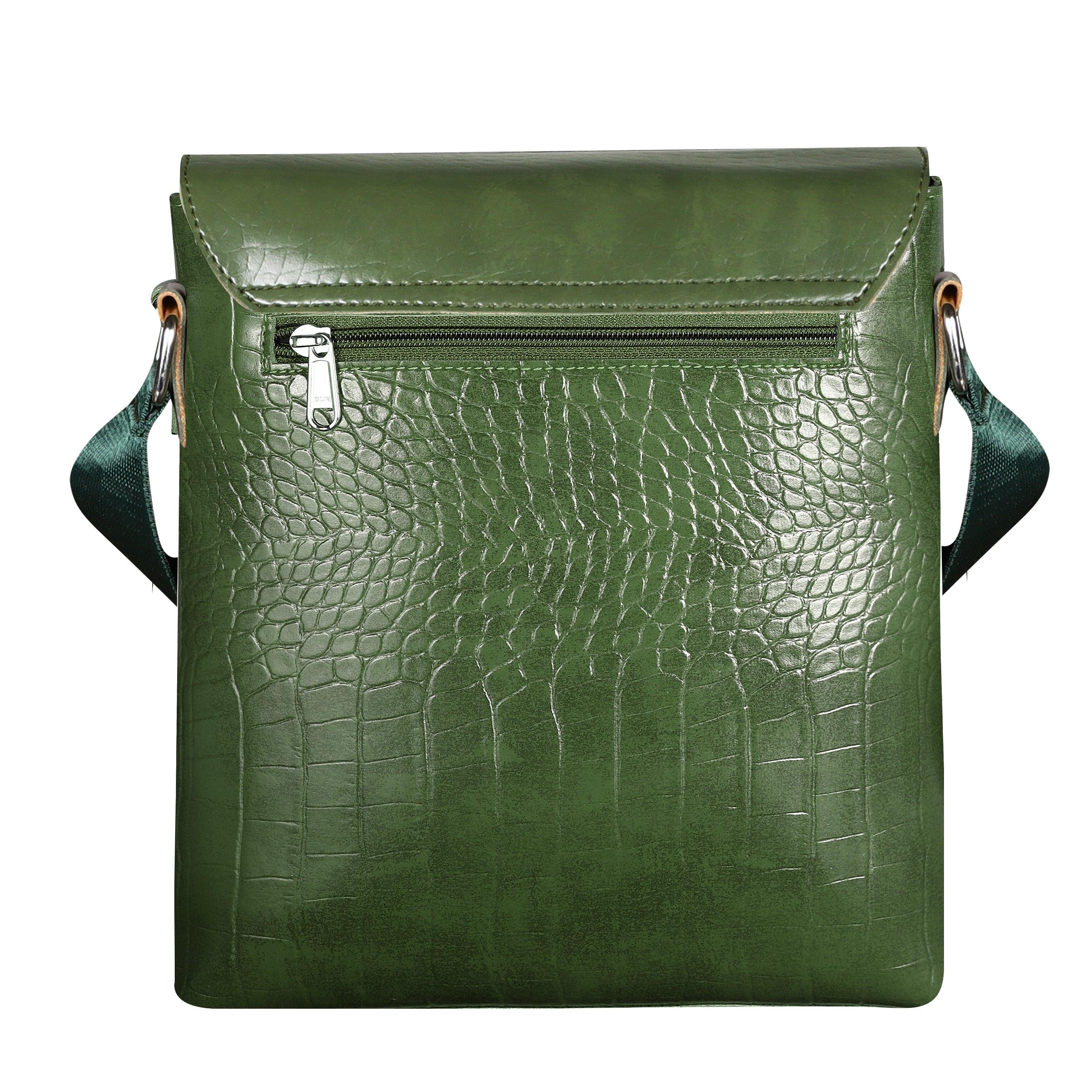 Jaxer Green Leather Sling Cross Body Travel Office Side Shoulder Bag for Men and Women - JXRSB117 - Jainx Store