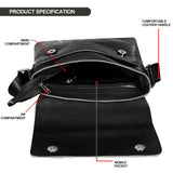 Jaxer Black Leather Sling Cross Body Travel Office Side Shoulder Bag for Men and Women - JXRSB118 - Jainx Store