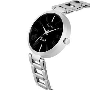 Jaxer Trendy Black Dial Steel Chain Analog Watch - For Women JXRW2516