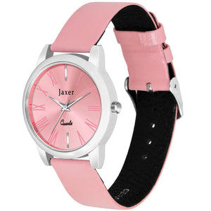 Jaxer Pink Genuine Leather Strap Analog Watch - For Women JXRW2558