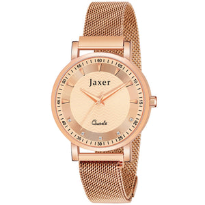 Jaxer Golden Mesh Chain Analog Wrist Watch For Women - JXRW2576
