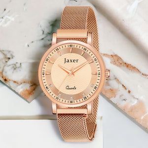 Jaxer Golden Mesh Chain Analog Wrist Watch For Women - JXRW2576
