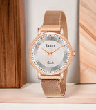 Jaxer Golden Mesh Chain With Silver Dial Analog Wrist Watch For Women - JXRW2578