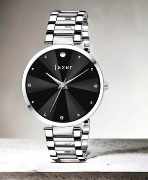 Jaxer Black Dial Steel Chain Analog Wrist Watch For Women - JXRW2580