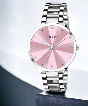 Jaxer Pink Dial Steel Chain Analog Wrist Watch For Women - JXRW2581