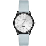 Silver Dial Grey Genuine Leather Strap Analog Watch - For Women JXRW2557