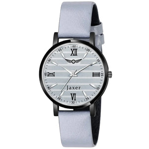 Grey Genuine Leather Strap Analog Watch For Women