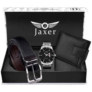 Jaxer Belt, Wallet & Watch Combo  (Black, Silver) - JXBWC3002 - Jainx Store