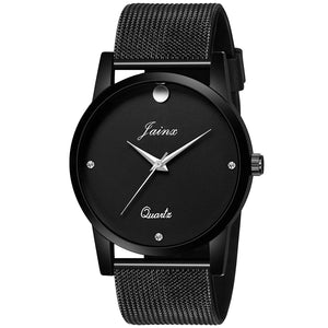Black Dial Black Silicone Mesh Strap Analog Watch - For Men JM351 - Jainx Store