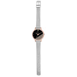 Black Dial Steel Mesh Chain with rose gold case Analog Watch For Women 