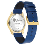 Blue dial leather strap analog watch for men