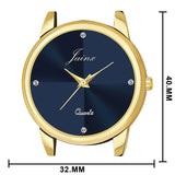 Blue dial leather strap analog watch for men