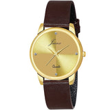 Golden Dial Genuine Leather Brown Strap Analog Watch - For Women JW8519