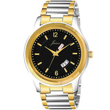 black dial with golden and silver chain analog premium watch for men