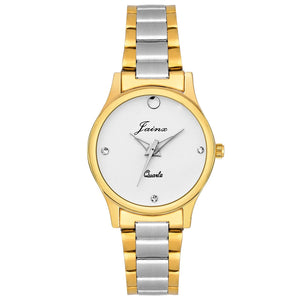 Premium White Dial Golden Chain Analog Watch - For Women JW1204 - Jainx Store