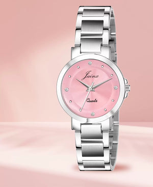 Pink Dial Steel Chain Analog Watch - For Women JW8514 - Jainx Store