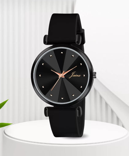 Jainx Black Silicone Band Analog Wrist Watch for Women