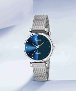Jainx Blue Dial Steel Mesh Chain Analog Watch For Women