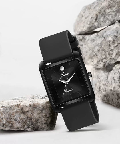 Jainx Square Shape Silicone Strap Analog Wrist Watch for Men