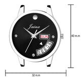 Jainx JW602 Black Day & Date Function Genuine Leather Strap Analog Watch - For Women - Nice Deal Enterprises Pvt. Ltd.