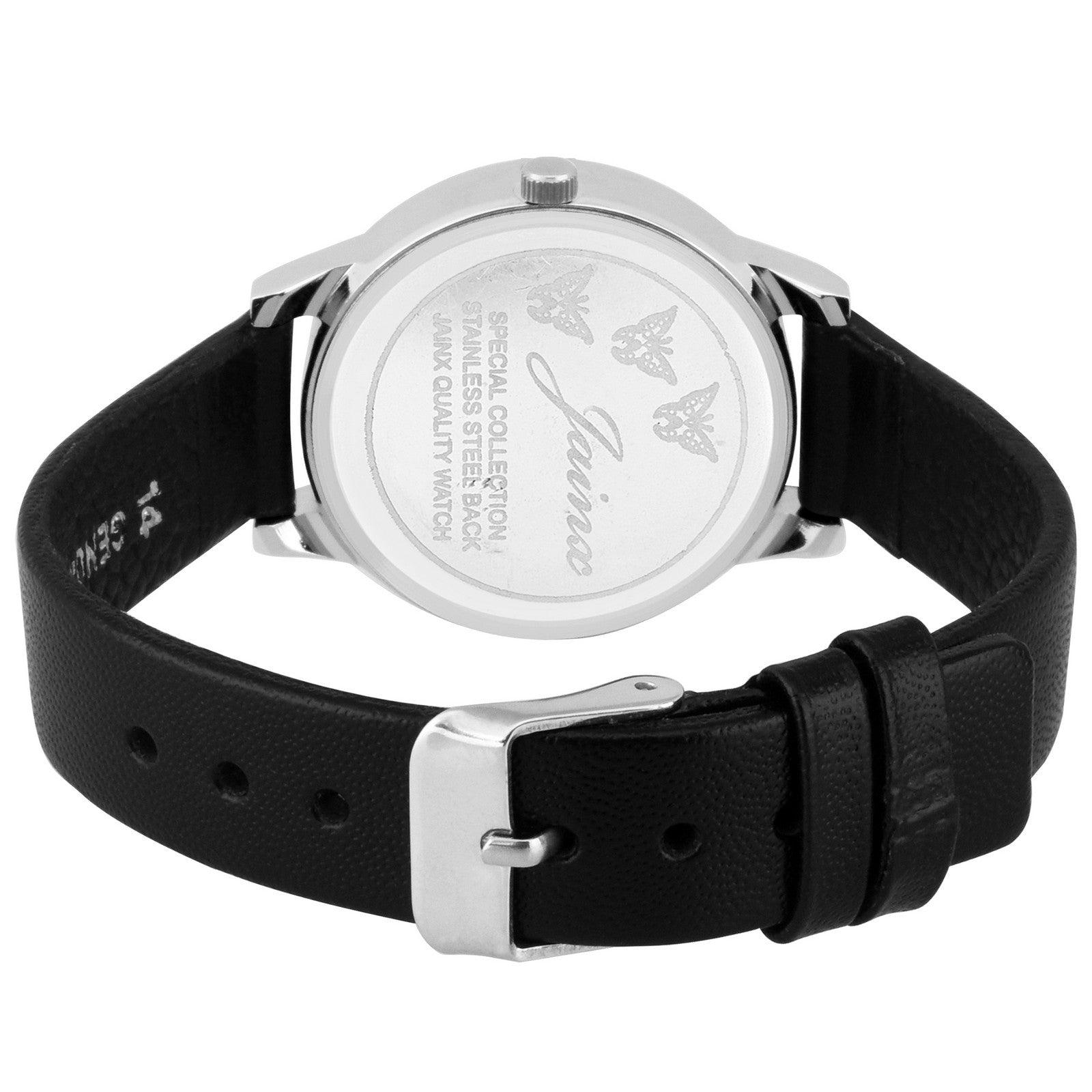 Jainx JW602 Black Day & Date Function Genuine Leather Strap Analog Watch - For Women - Nice Deal Enterprises Pvt. Ltd.