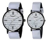 Round Grey Dial Genuine Leather Strap Analog Watch - For Couple JXRC2405 - Jainx Store