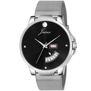 Black Day & Date Steel Mesh Chain Analog Watch - For Men JM7118 - Jainx Store