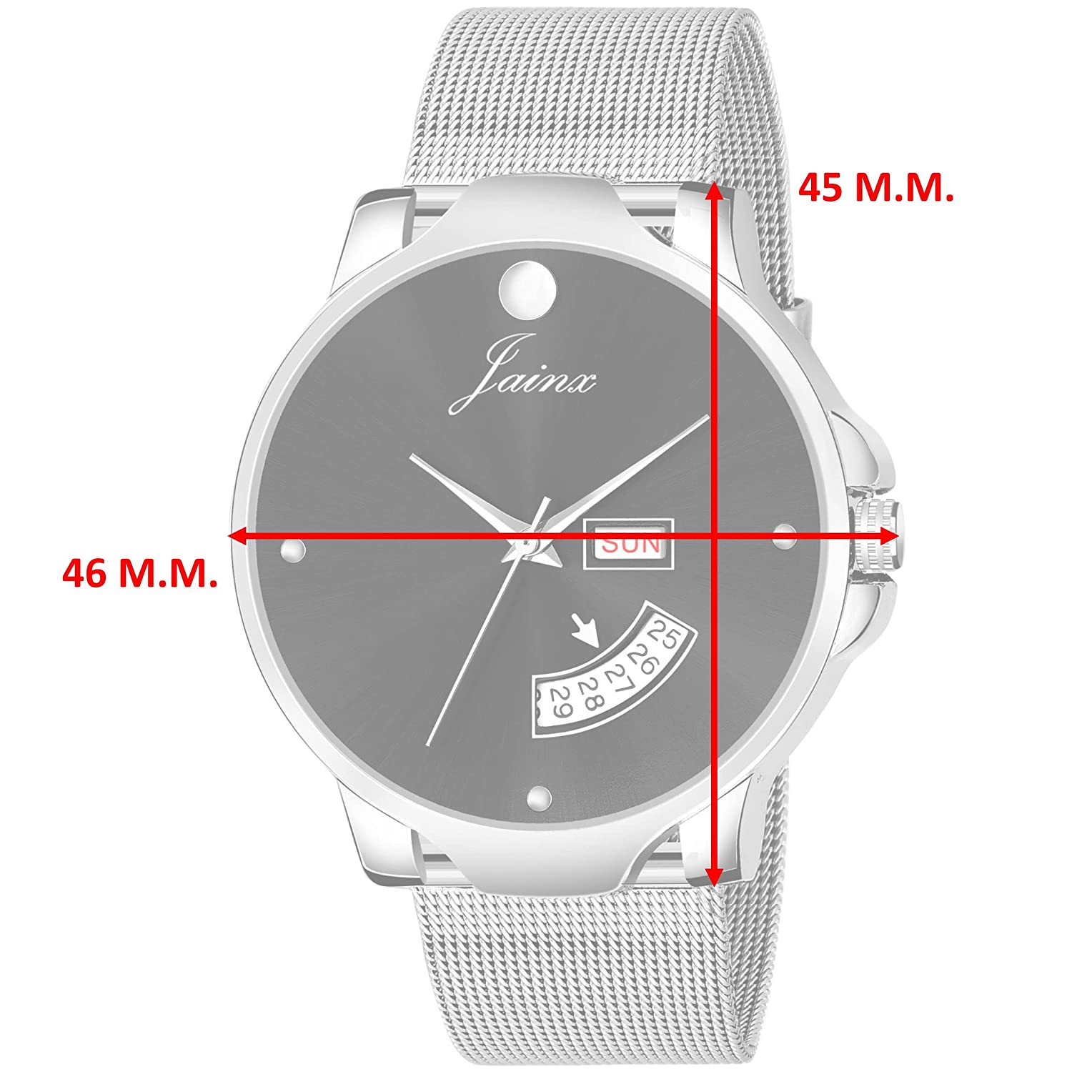 Black Day & Date Steel Mesh Chain Analog Watch - For Men JM7118 - Jainx Store