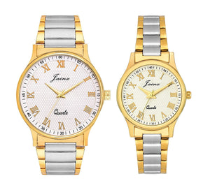 jainx Premium Analogue Couple Watch (White Dial Multicolour Colored Chain) - Jainx Store