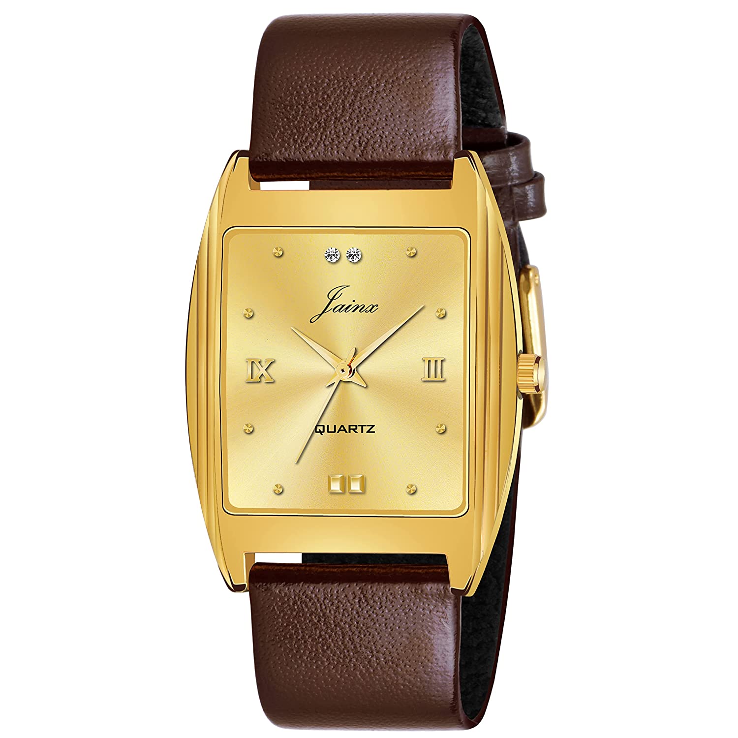 Premium Golden Dial Brown Leather Strap Analog Watch - For Men JM1170 - Jainx Store