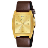 Premium Golden Dial Brown Leather Strap Analog Watch - For Men JM1170