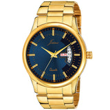 Premium Day and Date Function Blue Dial Golden Analog Watch - For Men JM1169 - Jainx Store