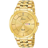 Premium Day and Date Function Golden Chain Analog Watch For Men - JM1166 & JM7145