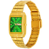 Green Dial Premium Day and Date Feature Golden Analog Watch - For Men JM1153 - Jainx Store