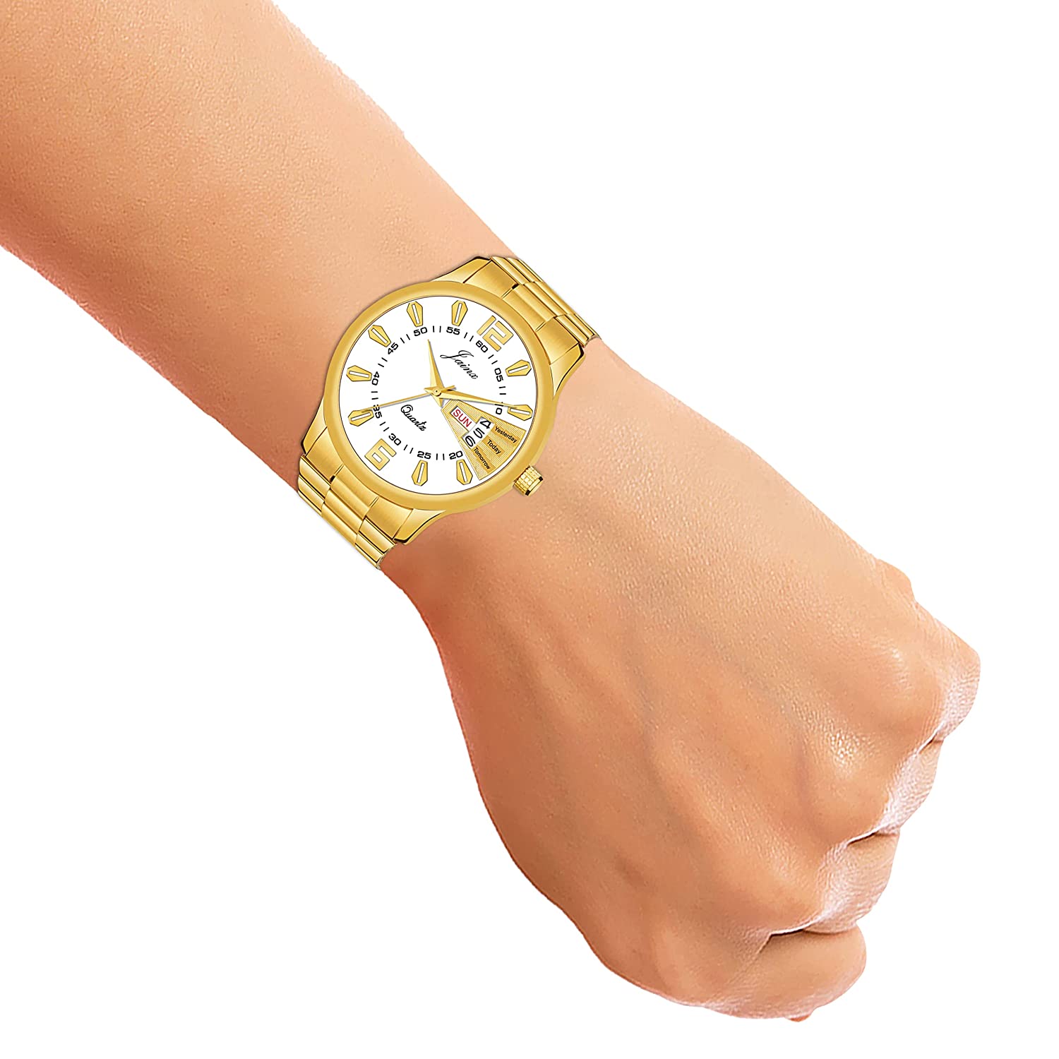 Premium Day and Date Function Golden Chain Analog Watch - For Men JM1163 - Jainx Store